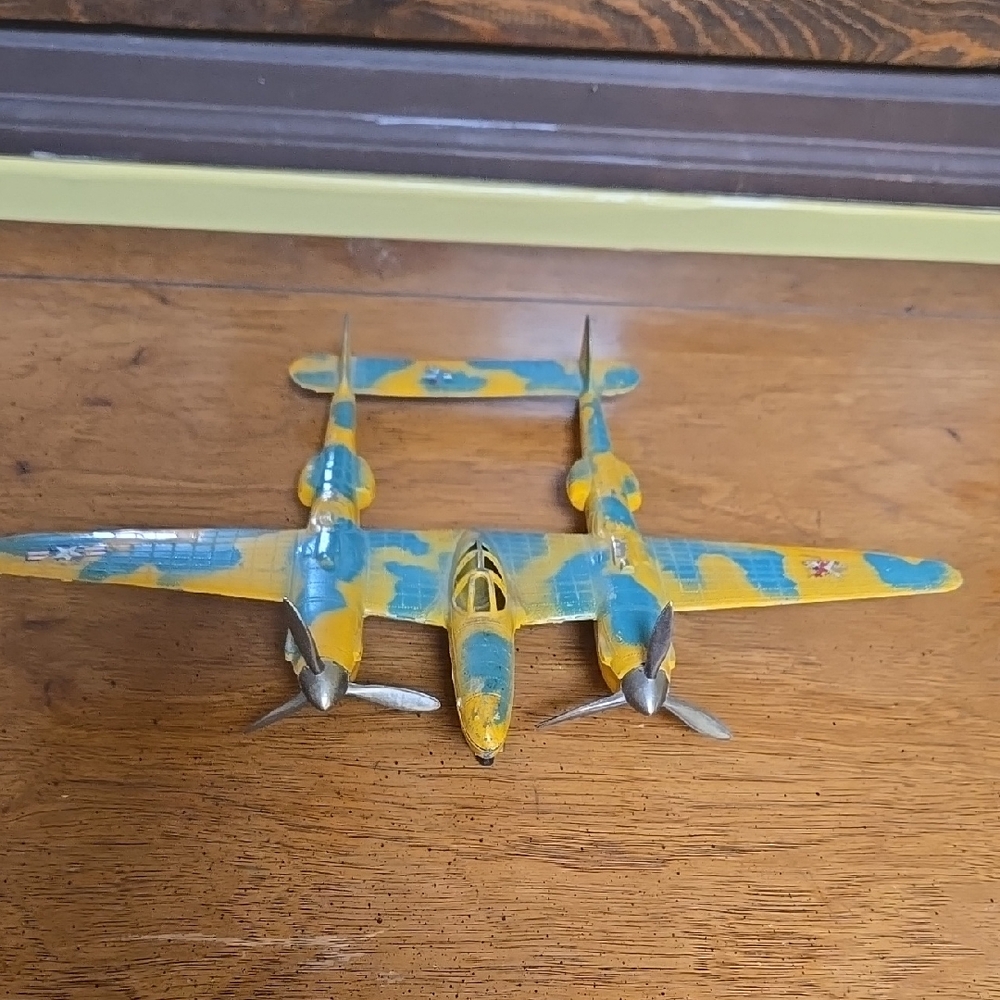 Vintage Hubley P-38 Camouflage Fighter Plane Twin
